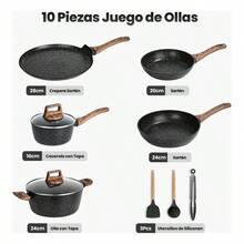 Batería de Cocina 13 Piezas Antiadherente para Inducción con Tapas de Vidrio - Ver 2