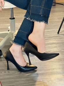 Women's New High-Heeled Shoes, Soft Leather, Comfortable For The Feet, Professional Work Shoes, Pointed Toe, Suitable For Interviews And Formal Occasions, 2026 Spring And Autumn Collection - Black - View 3