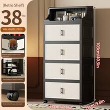 40cm/15.7in - 60cm/23.6in Wide Plastic Storage Cabinet, Multi-Layer Foldable Storage Box, Kitchen Dining Utensil Cabinet, Kitchen Shelf Organizer, Living Room Toy Cabinet, Slim Gap Organizer, Kitchen Slim Storage Cabinet, Christmas Gift, Storage Box, Under Bed Storage - Black - View 16