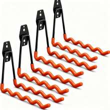 2pcs Heavy Duty Garage Storage Hooks, Wall Mounted Practical Garage Large Wave Hooks, Tool Storage Hanging Hooks For Suspending Heavy Ladders, Bicycles, Folding Chairs, Badminton Rackets, Cables, Hoses, Warehouse, Garage Hooks, Gardening Tools, Practical Tools, Hose Holder Organizer, Garage Storage Hanging Hooks - Orange - View 2