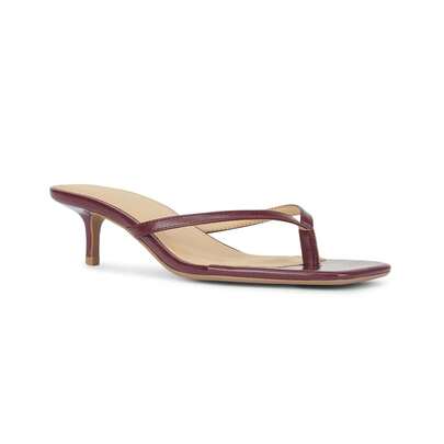 Truffle Collection Women's Strappy Heeled Sandals In Burgundy Polyurethane - Size UK 3-8 / EU 36-41 / US 5-10 - Shipped Directly From The UK - Delivery In 3-5 Days! - Heel Height 1.75" / 4 Cm - Ladies Party & Wedding Summer Sandals - Elegant Slip On Footwear
