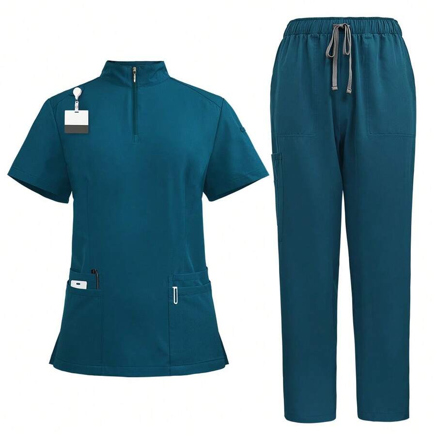 2026 Workwear Set For Doctors And Nurses,Uniform With Stand-Up Collar And Zip Fastening, For Men And Women, Uniforms For Role-Playing Games. - 42108-caribbean Blue - View 1