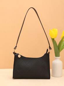 Multifunctional Large Capacity Women's Underarm Bag For Daily Outing, Casual Straw Woven Shoulder Bag - Black - View 2