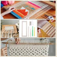 CRAFTYMELODY 9Pcs Wood Weaving Loom Kit Rectangle Small Weavings Looms Kit Wooden Woven Braiding Disk Macrame Board Kumihimo Beading Cord Disk Blanched Almond For Adult Home Weaving Projects - White - View 5