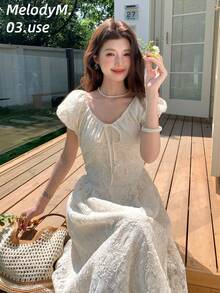 Women Midi Dresses - trắng - Xem 8