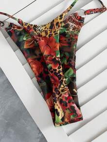 2pcs Floral Print Sexy Backless Bikini Set, Suitable For Spring/Summer, Beach, Stage Performance, Party Vacation - Multicolor - View 7