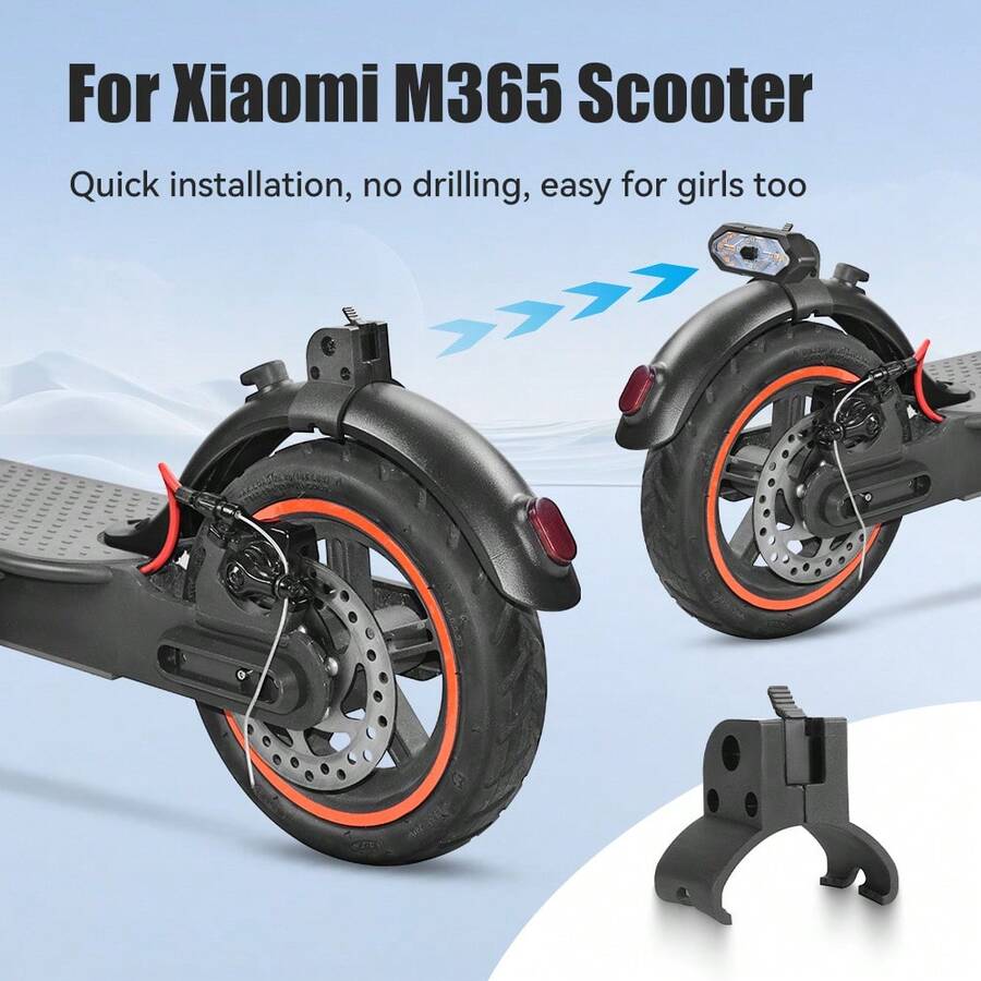 Base de montaje de luz del guardabarros trasero del scooter eléctrico, adecuado para scooter M365/1S/PRO MAX G30, soporte de fijación del guardabarros trasero, duradero, sin necesidad de perforación, fácil instalación, resistente - Negro - Ver 1