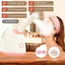 Home Use Facial Nano Ion Steamer, Warm Mist Humidifier Sprayer, Suitable For Facial Sauna SPA Sinus Moisturizing, Unclog Pores, Deep Cleansing, Facial Hydration - White Pink - View 1