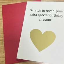 1张浪漫生日惊喜刮刮卡，金色心形刮刮贺卡，优质材料，刮刮涂层均匀，易刮不伤卡片。 - 彩色 - 查看 12