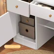 Computer Desk Furniture 80cm Modern Desk, Computer Desk With Storage Drawers, Modern Minimalist Style Office - White - View 3