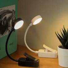 A Mini And Cute Tri Color Dimming Night Light | Adjustable Arm Clip Reading Light | Dry Battery Powered (Without Battery) | Learning Reading Light | LED Desk Lamp | Eye Friendly Warm Light Night Light - Black - View 5