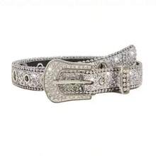 1pc Rhinestone Embellished Belt, Wide Waist Belt, Sparkling Decoration For Jeans, Versatile European And American Fashion Design - Silver - View 3