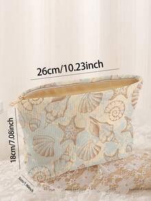 1pc Portable Cosmetic Bag, Ocean Series Shell & Starfish Pattern Double-Sided Print, Travel Zipper Makeup Pouch, Multi-Function Toiletry Storage Bag - Multicolor - View 3