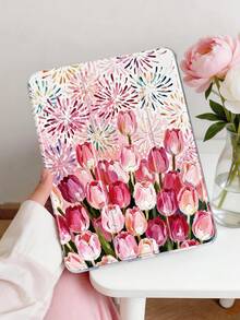 1个郁金香烟花图案彩绘平板电脑保护套，兼容iPad Mini4/Mini5/Mini6/Mini7/Air/Air2/9.7/10.2/10.5/Air4/Air5/10.9/Pro 11英寸/第十代/Air 11英寸(M2)-2024/Pro 11英寸(M4)-2024/Air 11英寸(M3) 2025/(A16) 11英寸第十一代 2025/Air 8(M4)2026(11英寸)型号，Galaxy Tab A8 10.5英寸 2022型号。不含触控笔，内置触控笔插槽，三折支架，TPU软边保护，防摔耐磨，磁吸式睡眠/唤醒功能，美观/创意/趣味/个性化/可爱折叠平板电脑保护套 - 彩色 - 查看 2