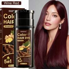 5-In-1 Ginger & Ginseng Hair Dye Shampoo, Plant-Based Ingredients, Moisturizing & Hydrating, Makes Hair Smooth & Shiny, Gentle Dyeing, Low Irritation, Covers Gray Hair, Suitable For All Hair Types - Multicolor - View 10