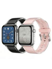 1条男女通用时尚运动透明黑色硅胶表带，兼容 49mm 46mm 45mm 44mm 42mm 41mm 40mm 38mm，透明黑色硅胶表带兼容 Series 11 SE3 10 9 8 7 6 5 4 3 2 1 Ultra3/2/1，时尚智能手表表带 - For - 查看 1