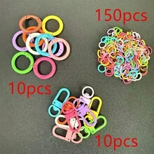 150pcs Colorful Rings + 10pcs Lobster Clasps + 10pcs Spring Rings Zinc Alloy Casual Fruit Keychain Accessories, Rust-Resistant, Suitable For Keychains, Backpack Hangers, Gifts, DIY, Versatile Combination - 150 Colored Rings + 10 Door Latches + 10 Spring Rings - View 12