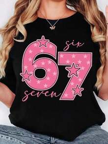 Women's Short Sleeve Basic T-Shirt Casual Creative Capybara Graphic Print Elegant T-Shirt - 黑色 - 查看 7
