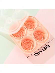 4-Cavity Rose Shaped Silicone Tray With Lid, 3D Rose Ice Ball Maker, Mold For Whiskey, Cocktails, Romantic Occasions - Pink Small - View 6