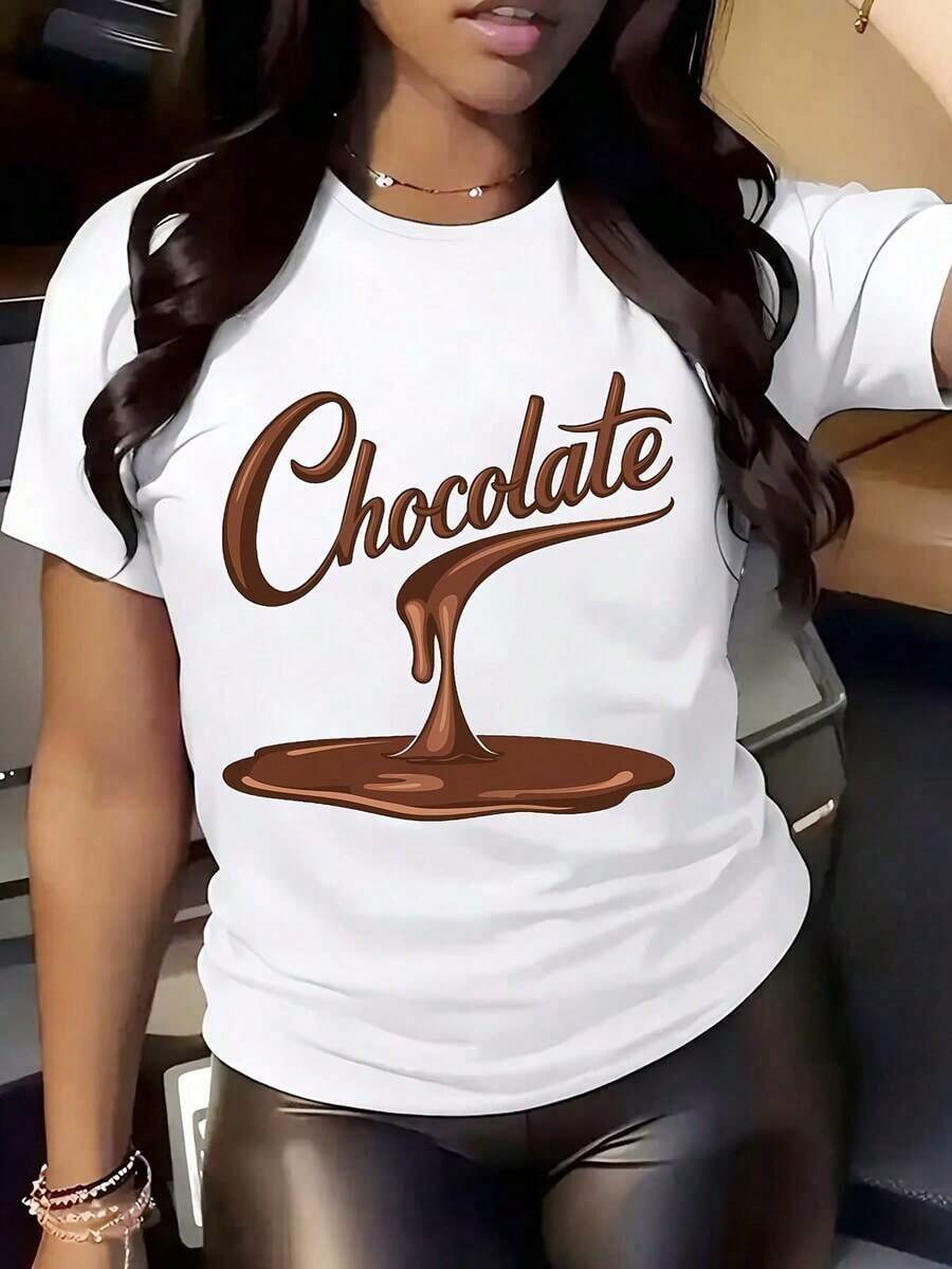 Camiseta Comfit para Mujer Drip Chocolate - Ropa de Verano - Blanco - Ver 1