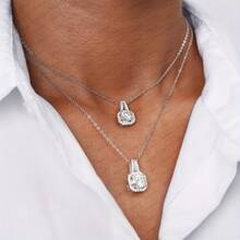 ConiiW Dây chuyền mặt đá Moissanite cắt kiểu Princess bằng bạc Sterling 925 (1 carat hoặc 2 carat) - Dây chuyền choker - Bạc - Xem 7