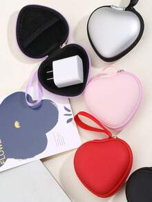 3D Heart EVA Storage Bag Portable Zipper Case For Charger Data Cable Earphone Organizer Pouch - Multicolor - View 4
