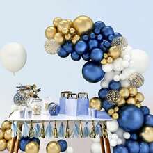45pcs, Elegant Navy Blue Balloon Garland Arch Kit For Birthday, Wedding Decorations - Includes Metallic Blue And Macaron Blue Balloons, Golden Aluminum Foil Sequin Balloon, And Metallic Golden Balloons - 18 YEARS - View 4