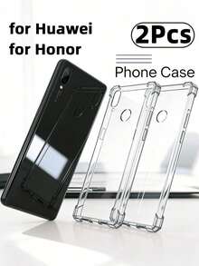 2pcs Thick Anti-Fall TPU Transparent Phone Case For Huawei And Honor, Shock-Proof High Transparency Case, Minimalist Durable Anti-Scratch Soft Cover For Huawei And Honor - Clear - View 131