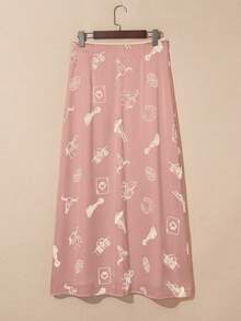 Acelitt Women's Pink Western Style Wild Horse Print Satin Bodycon Skirt , All Season Vacation - Pink - View 5
