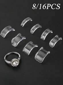 1/8/16pcs Resin Ring Adjuster, Invisible Ring Sizer Pads, Fit For Loose Rings, Suitable For All Finger Sizes. Invisible Ring Sizer Adjuster, Fit For Loose Rings - Multiple Finger Sizes, Comfortable And Protective. Adjustable Transparent Tightener, Sizer Tool, Jewelry Protector, Fit For Loose Rings. Ring Adjuster Fit Any Rings, Provide Multiple Sizes, Ladies Ring Sizer Adjuster. - Multicolor - View 11