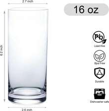 Highball Glasses Set Of 8 , 13oz Tall Drinking Glasses, Water Glass For Kitchen, Tom Collins Glasses, Mojito Glass Cups, Cocktail Glasses For Bar Glassware - 白色 - 查看 3