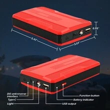 Portable 800A Peak Car Jump Starter, 12V Emergency Battery Booster With 6400mAh Power Bank Function, LED Flashlight/Strobe/SOS Light, USB & Type-C Charging Ports, Intelligent Safety Protection Against Reverse Polarity/Short Circuit, Anti-Misoperation Smart Clamps, Compact & Lightweight Design With Protective Case, Reliable For Starting 12V Cars, SUVs, Trucks Even In Extreme -20℃ To 60℃ Conditions, Ideal For Roadside Rescues & Outdoor Use - Kẹp dây thông minh kèm túi đựng - Màu đỏ - Xem 7