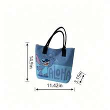 Túi tote vải canvas Disney Stitch "ALOHA", túi đeo vai màu xanh gradient, thích hợp sử dụng hàng ngày. - màu đen - Xem 6