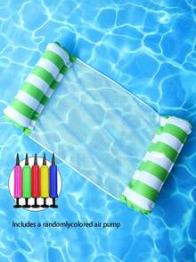 1pc Inflatable Pool Float, Inflatable Float, Pool Party Float, 2/4 Tube Lounge Chair Float, Durable PVC Material, Foldable Striped Inflatable Pool Mat, Suitable For Pool Party And Summer Gift, Inflatable Pool Float, Holiday Essential, Inflatable Pool - Multicolor - View 12