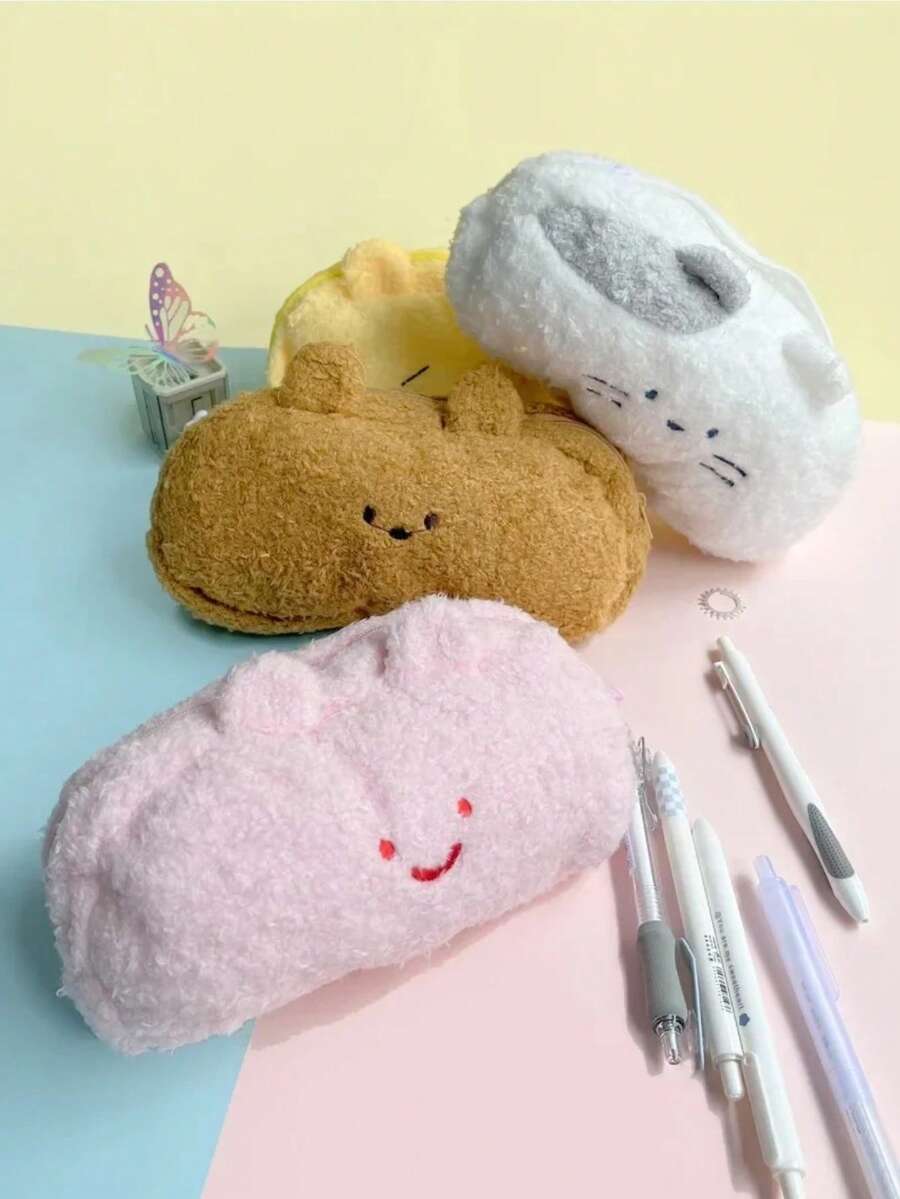 1 chiếc hộp đựng bút lông mềm mại dễ thương, túi đựng bút bằng vải nhung mềm mại, túi đựng mỹ phẩm dễ thương, ví đựng tiền xu, túi đựng đồ hình thú nhồi bông. - Nhiều màu - Xem 1