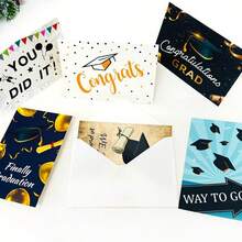 12pcs Graduation Greeting Card Set (Envelope + Letter Paper), Multiple Designs Of Graduation Cap Theme, Includes Envelopes, Warm And Inspiring Designs, Suitable For Sending Blessings To Graduates, A Thoughtful Gift Choice - Sets - View 5