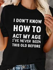 Comfortable T-Shirts For Middle-Aged Women - Black - View 1