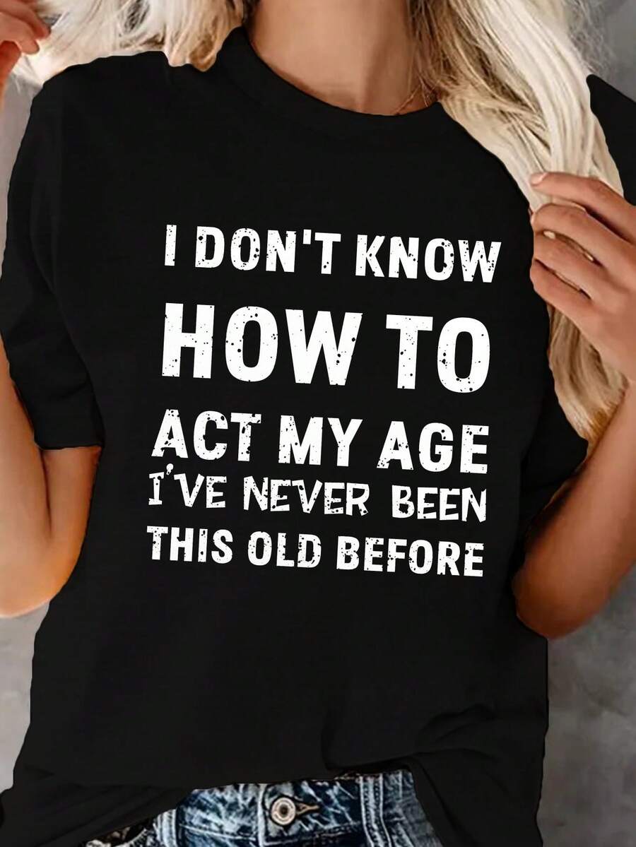 Comfortable T-Shirts For Middle-Aged Women - Black - View 1