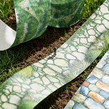 1 Roll 2 Stones Path Landscape Washi Tape, Creative Aesthetic Sticker, DIY Decorative Collage Craft Material, Holiday Gift, Personalized Scrapbooking School Stationery - 5.  Green Grass - View 1