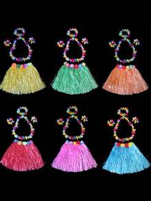 5pcs/Set Hawaiian Grass Skirt, Perfect For Beach Party Decoration, Seaside Travel, Dance Performance, Hawaiian Theme Party, Birthday Party And More. It's Also A Delightful Gift - A - View 8