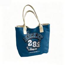 Túi tote Disney Mickey Mouse, túi đeo vai bằng vải canvas dung tích lớn, túi xách tay thông thường dùng cho công sở, trường học, mua sắm, du lịch, sử dụng hàng ngày và trang trí nhà cửa. - trắng - Xem 4