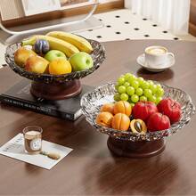 1pc Retro Minimalist High Foot Tray, Made Of PET Material Resistant To Breakage, Suitable For Afternoon Tea, Restaurant, Living Room, Home, Wedding, Gathering, Party. Available In Transparent And Smoky Gray Colors - Multicolor - View 7