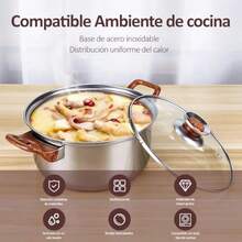 Yolispa Batería de Cocina de Acero Inoxidable de 5 Piezas, Ollas de Acero Inoxidable, Juego de Ollas Sopa Tapa de Vidrio de Inducción para Guisada de Cristal Olla de Pasta para Cocinas de Gas - Ver 3