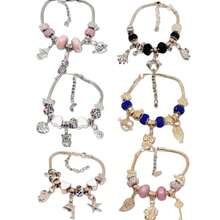 KIT1-6 Silver/Gold Charm Bracelet, Women's Style, Fashion Gift/Random Model - 1個隨機銀幣 - 查看 7