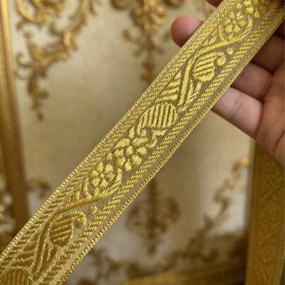 Ruy băng jacquard bằng sợi kim loại polyester 2,5cm, kiểu dáng cổ điển sang trọng, thích hợp trang trí quần áo, mũ, túi xách, cứng cáp và bền chắc.