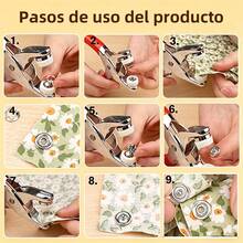 Juego de botones de presión metálicos, que incluye alicates y herramienta para presionar botones, botones de presión de 9,5 mm, adecuados para manualidades, ropa, sombreros, costura y proyectos textiles (multicolor). - A - Ver 3