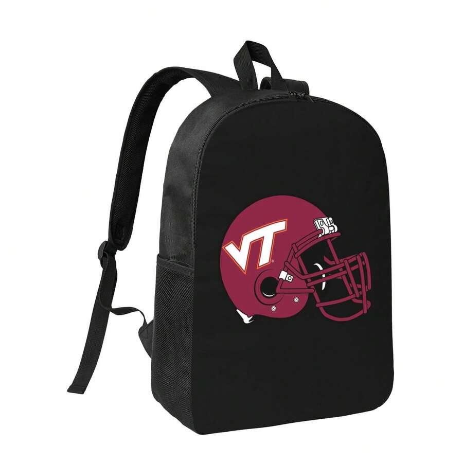 Virginia Tech Hokies Helmet Waterproof Polyester Printed Backpack - Eye-Catching Designs For Teens & Adults - A - Xem 1