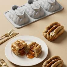 1-Piece 3-Chamber Creative-Shaped Walnut Cake Mold For DIY Nut Walnut Mousse Cake, Chocolate, And Dessert Making, Reusable - View 8