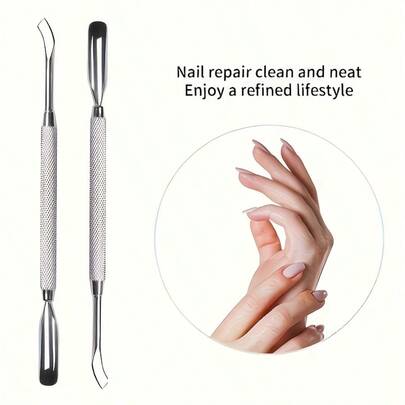 Nail Cuticle Pusher, Nail Polish Remover Stainless Steel Professional, Nail Cuticle Nipper, Finger And Toe Nail Cleaning Manicure Tools, Nail Cuticle Care Set Stainless Steel Nail Pusher, Manicure Tool Set, Nail Polish Remover, Dedicated Callus Remover, Steel Cuticle Remover File, Stainless Steel Double-Headed Nail Polish Remover, Double-Headed Nail Dirt Cleaner