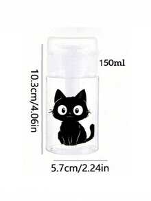1pc Black Cat Design Pump Bottle, Fragrance-Free Transparent Design, Suitable For Nail Polish Remover, Toner And Makeup Remover, Round Top Design, Hand Wash, Durable, Cosmetic Container, Designed For Beauty Enthusiasts - Multicolor - View 14